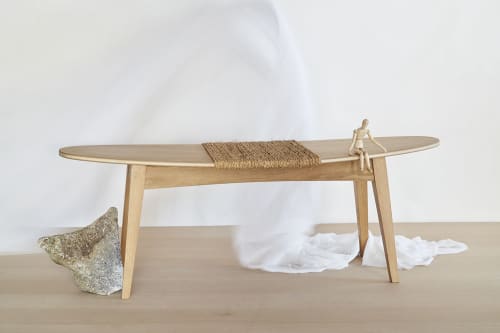 natural bench | Benches & Ottomans by VANDENHEEDE FURNITURE-ART-DESIGN. Item composed of oak wood and fiber in contemporary or japandi style