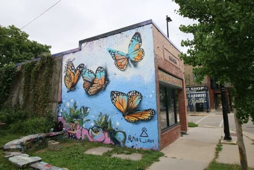Monarch Butterflies: Mother Fools Coffeehouse | Murals by Mike Lroy | Mother Fool's Coffeehouse in Madison. Item made of synthetic