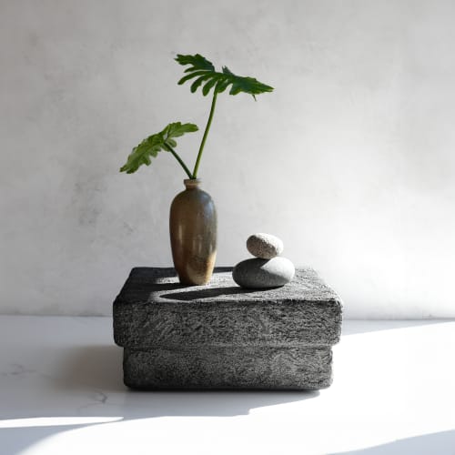 Giant Concrete Riser in Textured Stone Grey Concrete | Decorative Tray in Decorative Objects by Carolyn Powers Designs. Item composed of concrete in minimalism or contemporary style