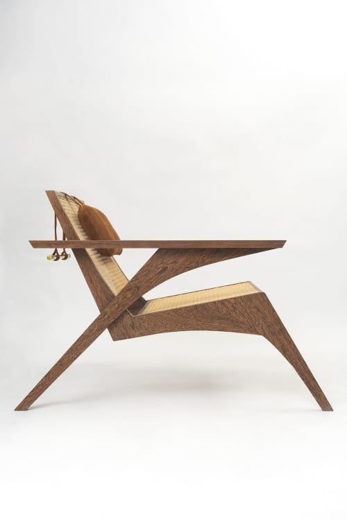 Pierre Armchair | Accent Chair in Chairs by Tiago Curioni Studio. Item composed of wood & brass compatible with modern style