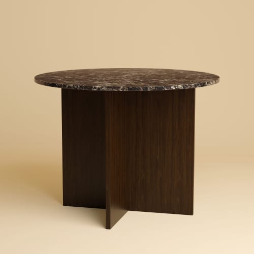 Dark Marble and Oak Dining Table - DALMA by Lebanto | Tables by Lebanto. Item composed of oak wood & marble compatible with minimalism and contemporary style