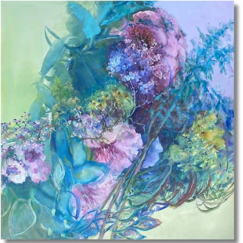 End of May-late spring bouquet of flowers | Oil And Acrylic Painting in Paintings by Christiane Papé. Item composed of canvas and synthetic