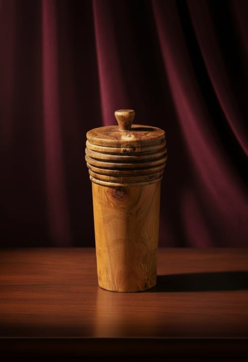 Sculptural Apple Wood Vessel | Hand-Turned Artisan Original | Storage by Holzkunst Samuel Meisinger. Item made of wood compatible with country & farmhouse and traditional style