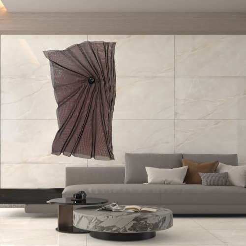 Wall Steel Wire Mesh Sculpture | Wall Sculpture in Wall Hangings by Anne Lindsay Studio. Item made of steel with ceramic works with contemporary & industrial style