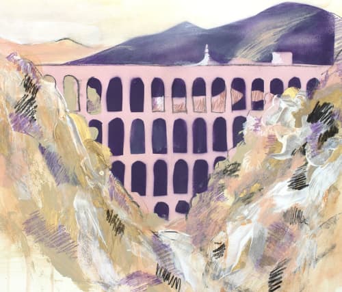 Under the Pastel Arches | Oil And Acrylic Painting in Paintings by Hannah Chloe. Item made of paper with synthetic