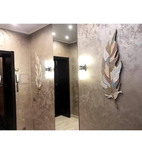 Mosaic feather wall decoration | Art & Wall Decor by Julia Gorbunova. Item made of stone & glass