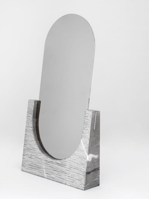 Vuoti Riflessi - rigato | Mirror in Decorative Objects by gumdesign. Item composed of metal and marble in contemporary style