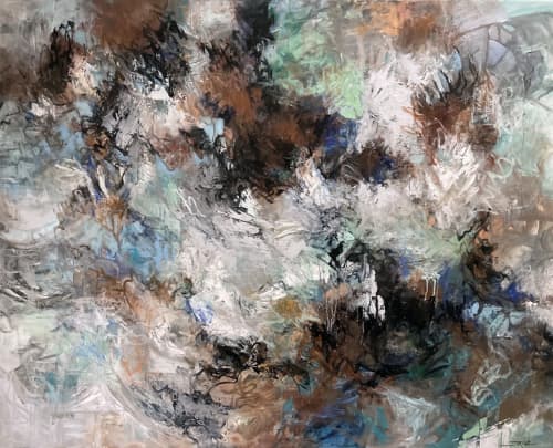 Commission an Abstract Expressionist Painting | Mixed Media in Paintings by Jeanette Jarville, BFA Emily Carr University of Art. Item composed of canvas compatible with mid century modern and contemporary style