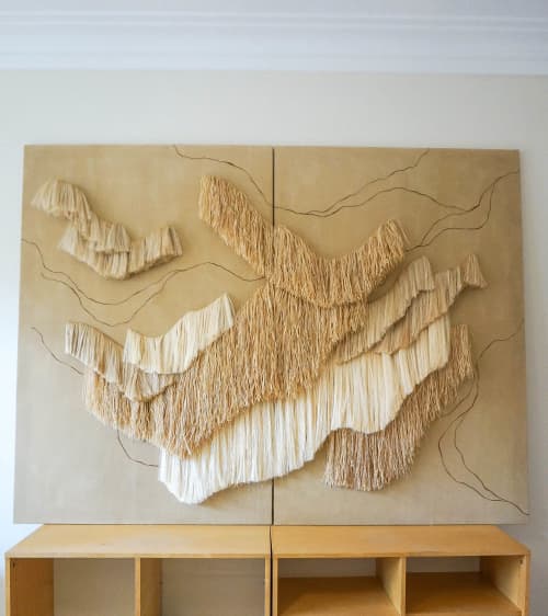 Movimiento | Embroidery in Wall Hangings by Mariana Baertl. Item composed of canvas in boho or japandi style