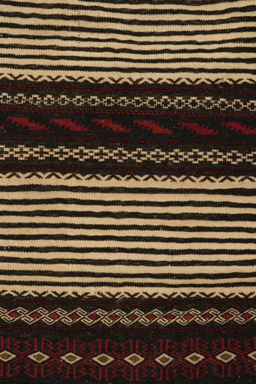 Vintage Afghan Kilim in Beige, with Geometric Pattern | Area Rug in Rugs by Rug and Kilim. Item composed of wool