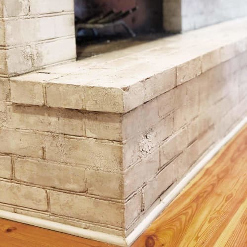 Custom Paint and Plaster Finish on Brick | Fireplaces by EMILY POPE HARRIS ART