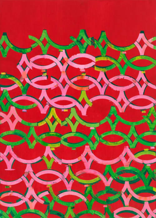 Red, Green, and Pink! | Oil And Acrylic Painting in Paintings by Margaret Lanzetta. Item made of canvas & synthetic