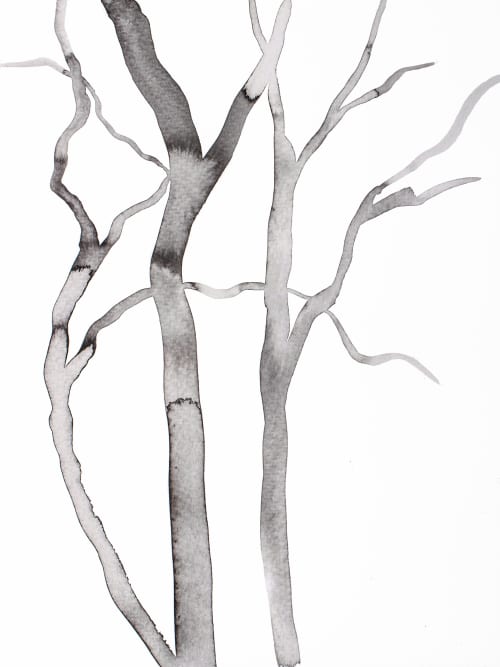 Barren No. 16 : Original Watercolor Painting | Drawings by Elizabeth Becker. Item made of paper compatible with minimalism and contemporary style
