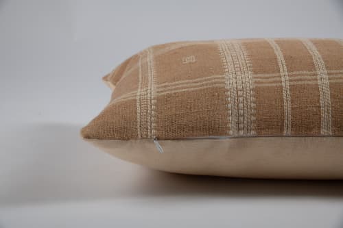 Bhujodi Wool Handloom Pillow, Beige - 16 x 24 inch | Pillows by ARTISAGA PRIVATE LIMITED. Item made of cotton works with contemporary & modern style