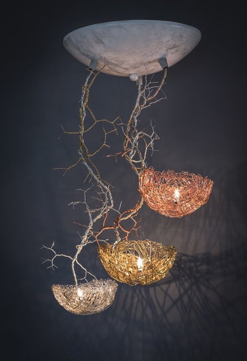 Nest 3 Coloured | Chandeliers by Fragiskos Bitros. Item composed of copper compatible with modern style