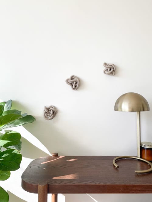 Infinite Loops Trio | Wall Sculpture in Wall Hangings by Renata Daina. Item composed of linen in mid century modern or contemporary style