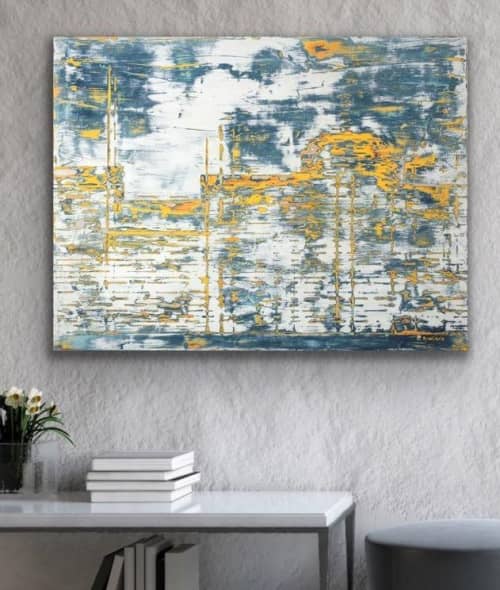Jazz and Traffic- soundwaves from the music of Miles Davis | Oil And Acrylic Painting in Paintings by L Rowland Contemporary Art. Item composed of wood and synthetic