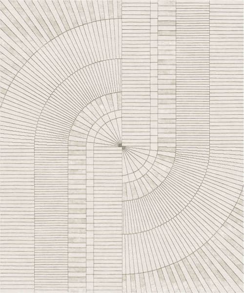 Rug Mirror Beige Geometric modern | Area Rug in Rugs by Atelier Tapis Rouge. Item composed of bamboo and wool in contemporary or art deco style