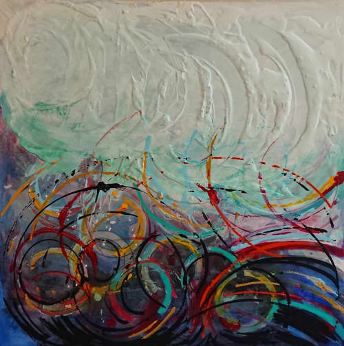 Colorful Mixed Media Painting | Oil And Acrylic Painting in Paintings by Taban sarabi. Item composed of synthetic