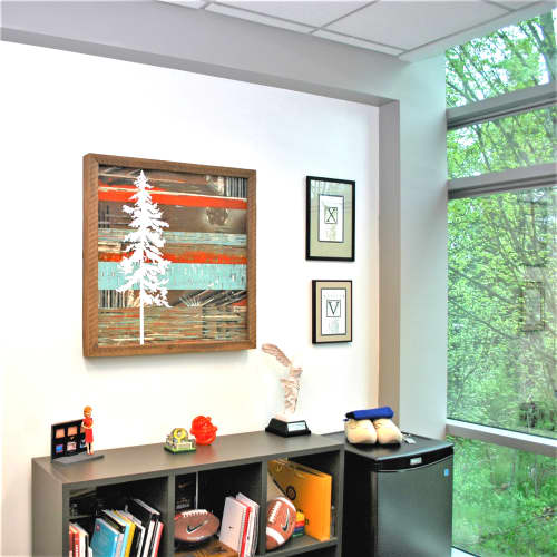 Lone Fir Painting | Oil And Acrylic Painting in Paintings by Christopher Original | Nike World Headquarters in Beaverton. Item composed of wood and synthetic