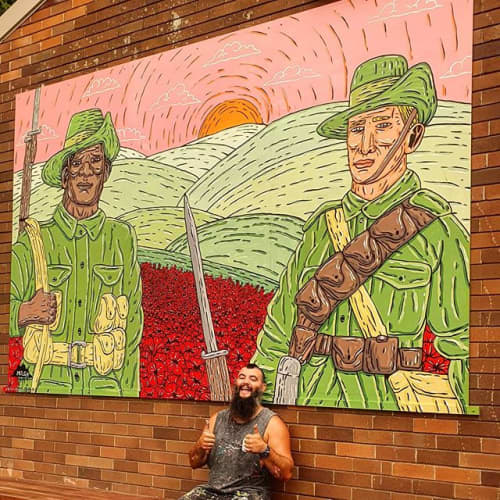 Anzac mural at Oyster Bay Public School | Murals by Mulga | Oyster Bay Public School in Oyster Bay. Item made of synthetic