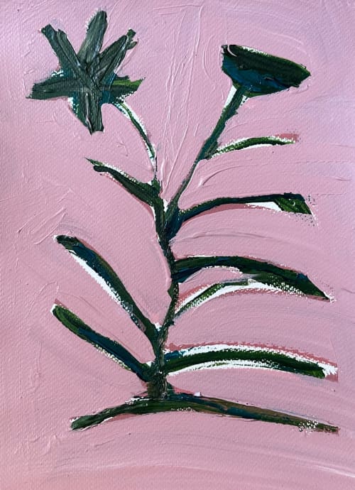 Dusty Pink Botanical II | Oil And Acrylic Painting in Paintings by Erin Donahue Tice Fine Art. Item made of paper & synthetic