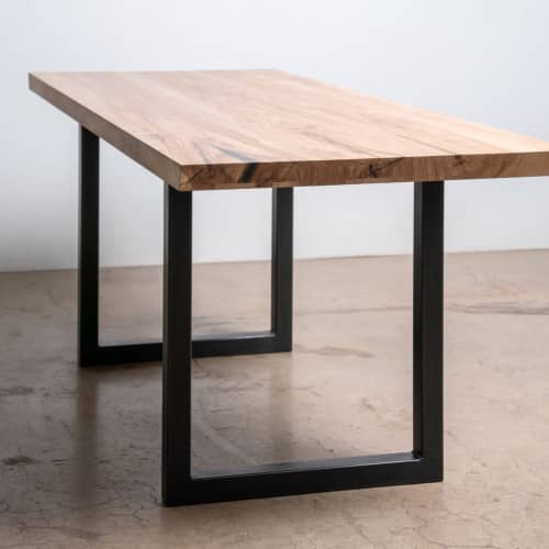 Sunrise Table | Modern Dining Table | Wood and Steel | Tables by Alabama Sawyer. Item composed of oak wood