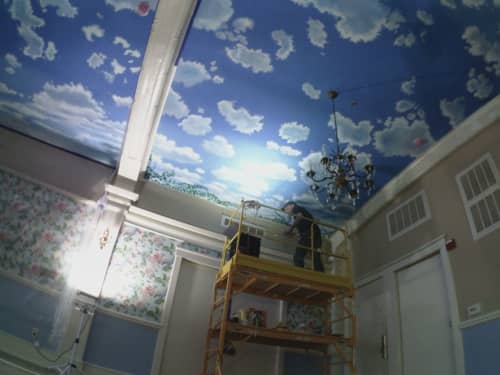 Ceiling Sky Murals | Murals by Michael J Mayosky | Black Hawk Senior Residence in Fort Atkinson. Item composed of canvas and steel in eclectic & maximalism or art deco style