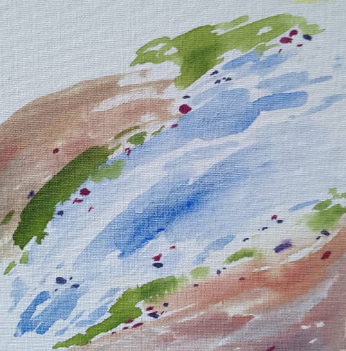 Sea 3 | Watercolor Painting in Paintings by Arttake. Item made of canvas works with minimalism & art deco style