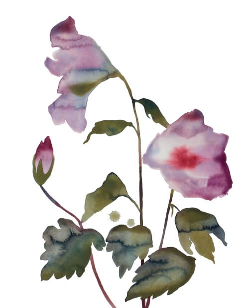 Hibiscus No. 5 : Original Watercolor Painting | Paintings by Elizabeth Becker. Item composed of paper compatible with boho and minimalism style
