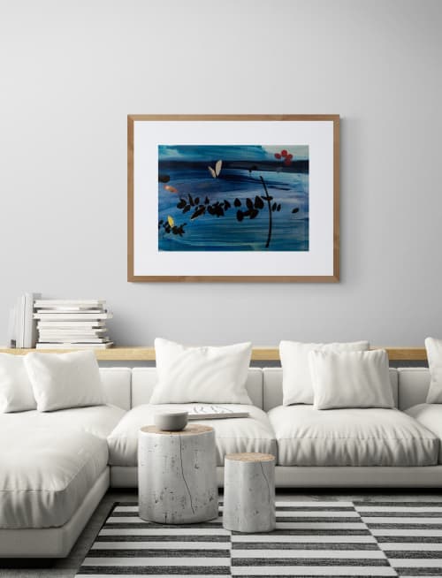 Blue River | Mixed Media by Anna Jaap Studio. Item composed of paper