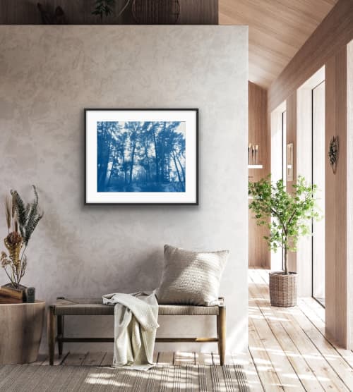Sheltering Trees: 24x18" unframed hand-printed cyanotype | Photography by Christine So. Item composed of paper compatible with boho and coastal style