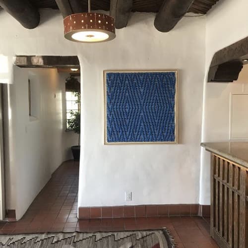 Chief Blanket - Blue | Mixed Media by Fault Lines | El Rey Court in Santa Fe. Item made of wood with fabric