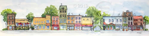 Ottawa Streetscape No2 | Watercolor Painting in Paintings by Maurice Dionne FINEART | Germotte Photo & Framing Studio in Ottawa. Item made of paper