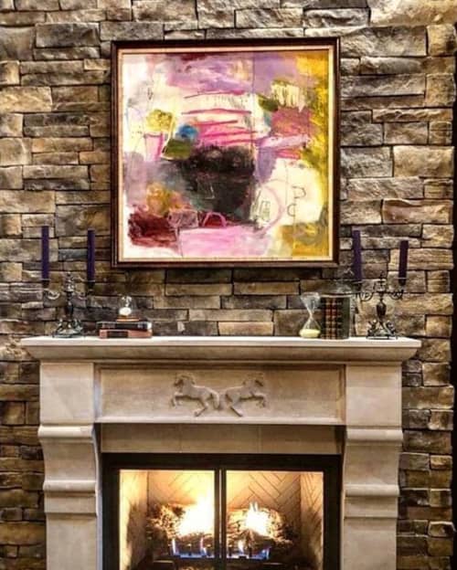 Abstract Painting - Pink Blush | Oil And Acrylic Painting in Paintings by Wendy McWilliams. Item made of synthetic