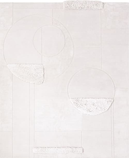 Rug Composition XIV.II White Soft non-regular textured | Area Rug in Rugs by Atelier Tapis Rouge. Item made of wool works with boho & minimalism style