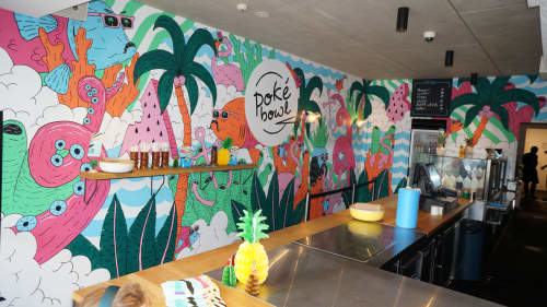 Mural in Poke Bowl Cronulla | Murals by Mulga | Poke Bowl Cronulla in Cronulla. Item made of synthetic