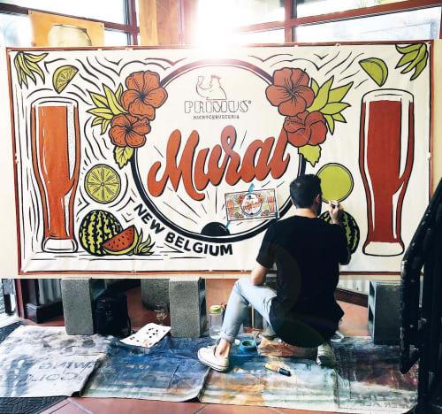 New Belgium Brewing - Live Painting | Murals by Vicarel Studios | Adam Vicarel | New Belgium Brewing Company in Fort Collins. Item made of synthetic