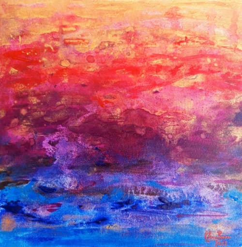 El fuego que ama el agua | Oil And Acrylic Painting in Paintings by Elena Parau. Item composed of canvas in minimalism or contemporary style
