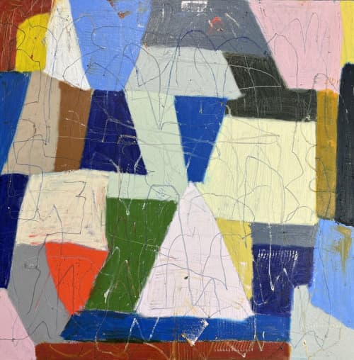 Shiny Happy People — Square Original Abstract | Oil And Acrylic Painting in Paintings by Marcus Bacher