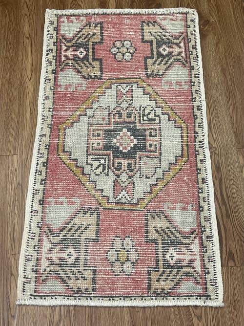 Hand-woven Turkish Rug Doormat | 1.8 x 3.1 | Small Rug in Rugs by Wool and Rug. Item composed of wool in boho or contemporary style