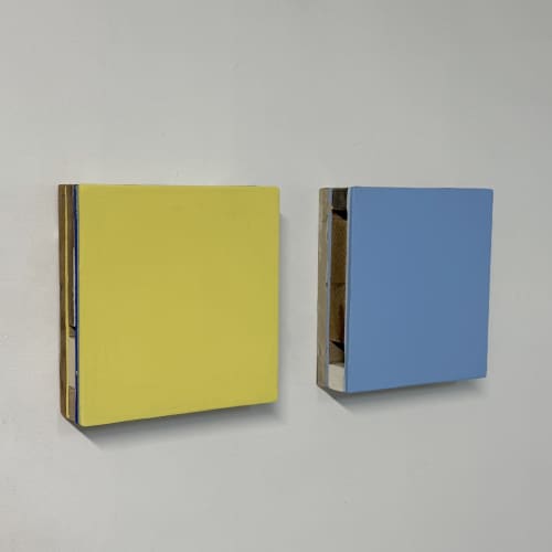 Blue and Yellow | Mixed Media by Yoella Razili Studio. Item in contemporary style