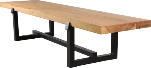 Exotic Wood Rustic Black Steel Bench from Costantini, Donato | Benches & Ottomans by Costantini Design. Item composed of wood and steel in contemporary or modern style