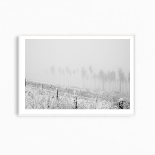 Black and white "Forest Edge" winter landscape photograph | Photography by PappasBland. Item composed of paper in minimalism or contemporary style