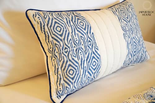 Indigo IKAT Cushion Cover | Pillows by Jaipur Bloc House. Item composed of cotton