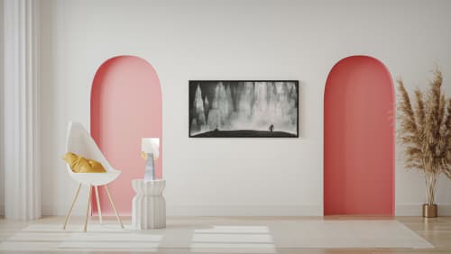 "Ophelia" Contemporary table mirror in Travertine marble | Decorative Objects by Carcino Design. Item composed of marble and glass in minimalism or contemporary style