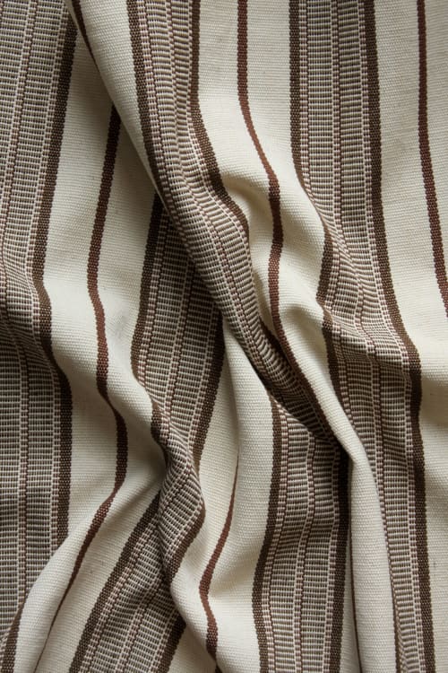 Aura Handwoven Stripe Fabric (Earth Root) | Curtain in Curtains & Drapes by Routes Interiors. Item composed of cotton in boho or contemporary style
