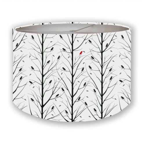 Red Bird Forest Lampshade | Table Lamp in Lamps by Ri Anderson. Item composed of aluminum and paper