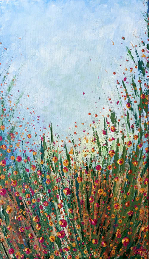 Summer breeze | Oil And Acrylic Painting in Paintings by Elena Parau. Item composed of canvas in minimalism or country & farmhouse style