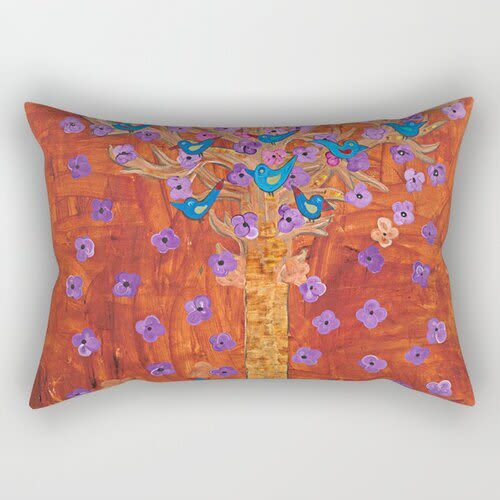 Rectangular Pillow Rust Tree of Life | Pillows by Pam (Pamela) Smilow. Item made of fabric